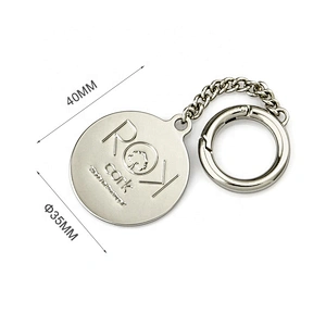 Handbag Accessories Round Metal Name Tag with Spring Hook and Chain, Custom Metal Hang Logo for Bags^