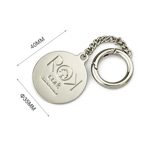 Handbag Accessories Round Metal Name Tag with Spring Hook and Chain, Custom Metal Hang Logo for Bags^