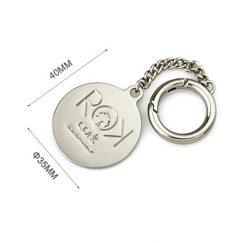 Handbag Accessories Round Metal Name Tag with Spring Hook and Chain, Custom Metal Hang Logo for Bags^