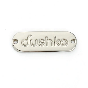Garment Accessories Custom Sewing Metal Tag with Holes, Oval Shape Metal Labels for Clothing
