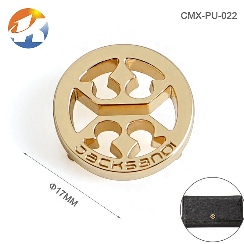 Handbag Wallet Hardware Metal Logo Tag, Custom Round Shape Gold Metal Label for Purse