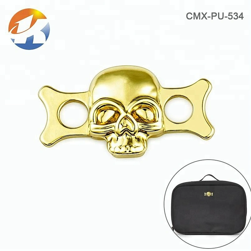 Garment Accessories Custom Skull Shape Metal Clothing Logo, Design Gold Metal Sewing Label for Jeans^