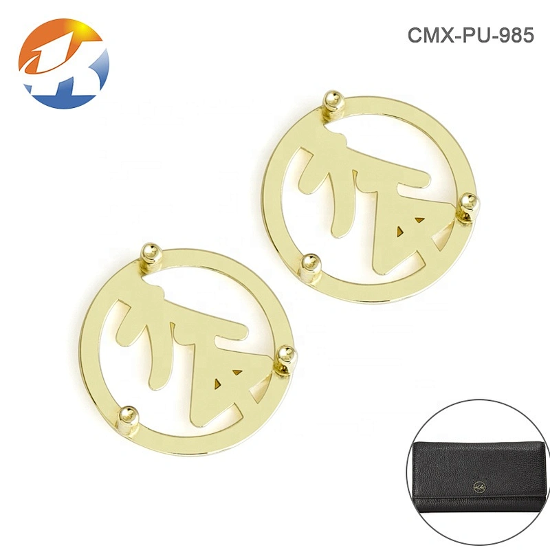 Round Shape with Hollow Logo Metal Tag, Personalized Custom Metal Purse Logo for Wallets