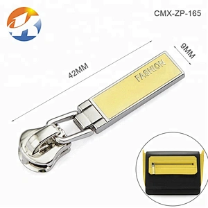 Custom Nickel Metal Zipper Slider and Puller, Engraved Logo Zipper Puller Design, Metal Zipper Pulls for Handbags and Garment
