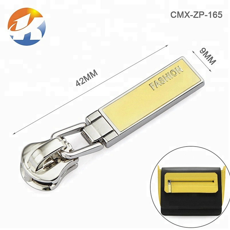 Custom Nickel Metal Zipper Slider and Puller, Engraved Logo Zipper Puller Design, Metal Zipper Pulls for Handbags and Garment