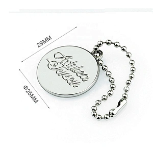 Handbag Hardware Custom Hanging Brand Logo Metal Bag Tag, Custom Round Engraved Logo Metal Tag for Bags with Ball Chain Hot Sale