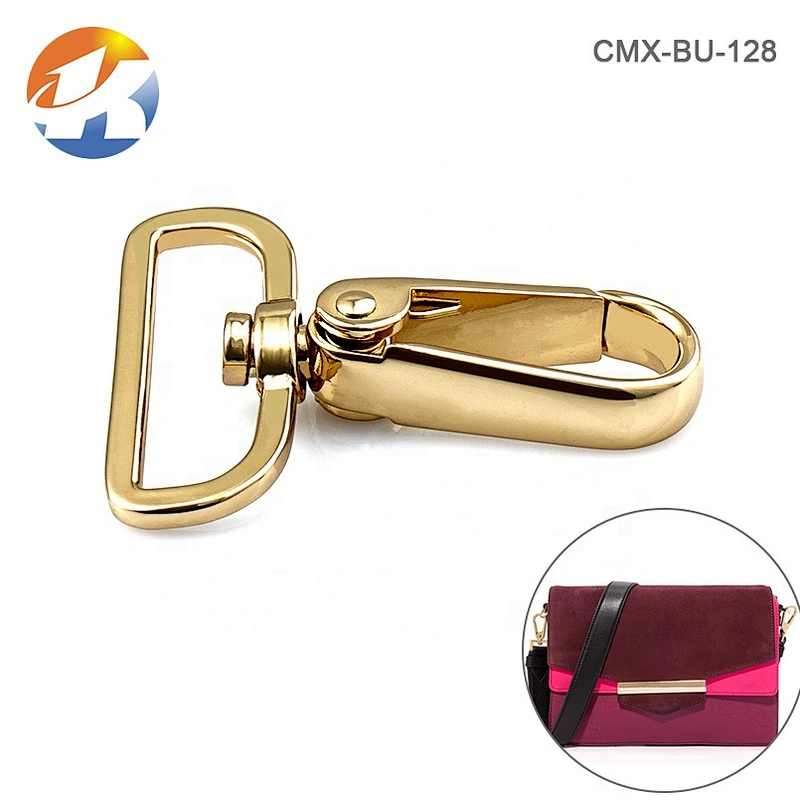 Wholesale Zinc Alloy 38mm Gold Plated Metal Spring Snap Hook for Bags, Durable and Nickel-free Metal Swivel Snap Hook