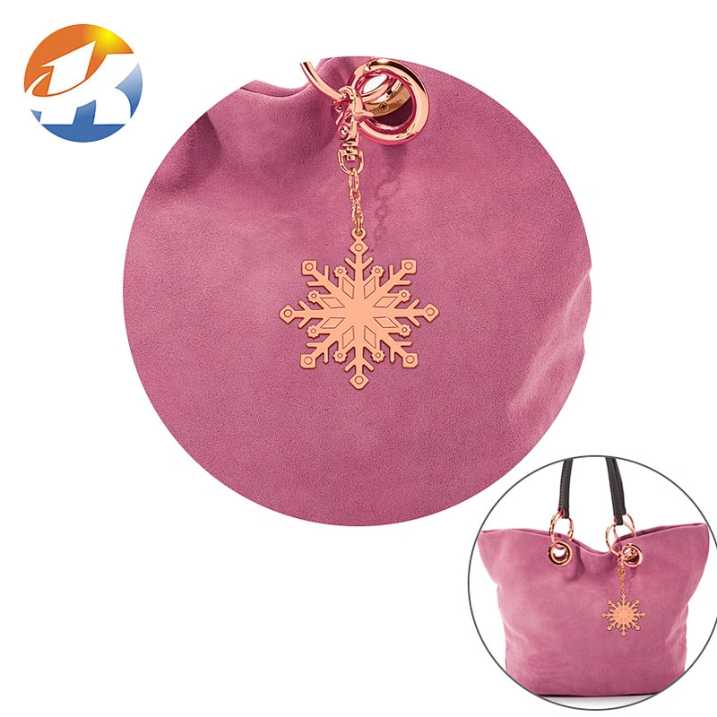 Handbag Snow Shape Rose Gold Metal Chrome Plate Logo