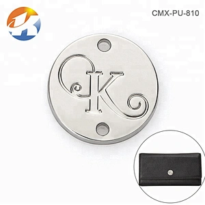 Round with 2 Holes Sewing Engraved Logo Metal Tag, Custom Metal Clothing Label for swimwear