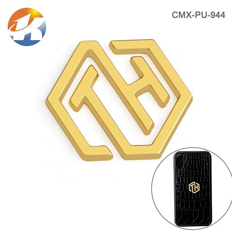 Gold Plated Self-Adhesive Metal Logo Tag for Phone Case, Custom Metal Label with Adhesive