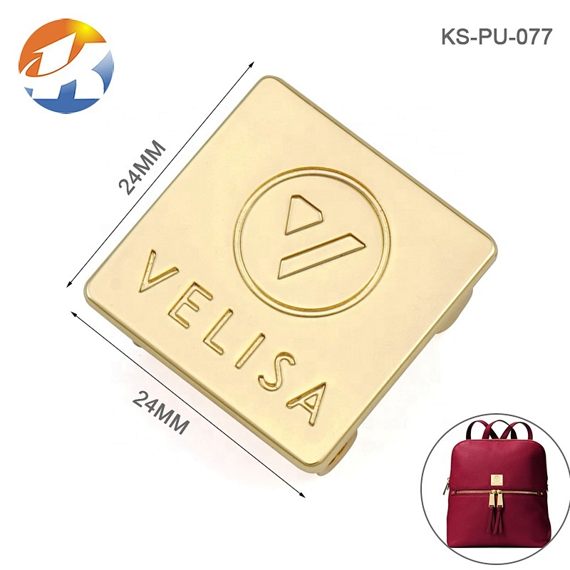 Professional Custom Gold Metal Label Logo, Engraved Logo Metal Brand Plate For Handbags