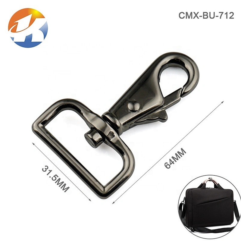 Wholesale 32mm Alloy Gunmetal Metal Dog Clip Hook, Custom Metal Swivel Snap Hook for Bag Strap