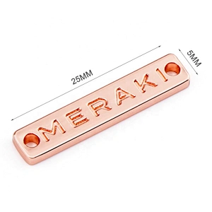 Swimwear Accessories Fashion Custom Made Clothing Metal Labels,Rose Gold Metal Logo Labels for Clothing Tag Sewing for Hand Bags