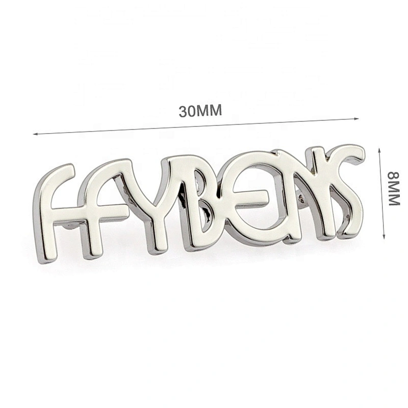 Professional Manufacturer Custom Letters Metal Logo for Purse, Design Gold Metal Brand Letter Label for Handbags