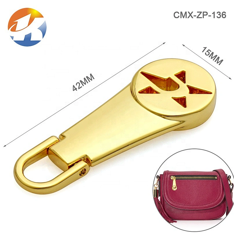 Handbag Accessory Anti-Gold Movable Metal Zip Tag
