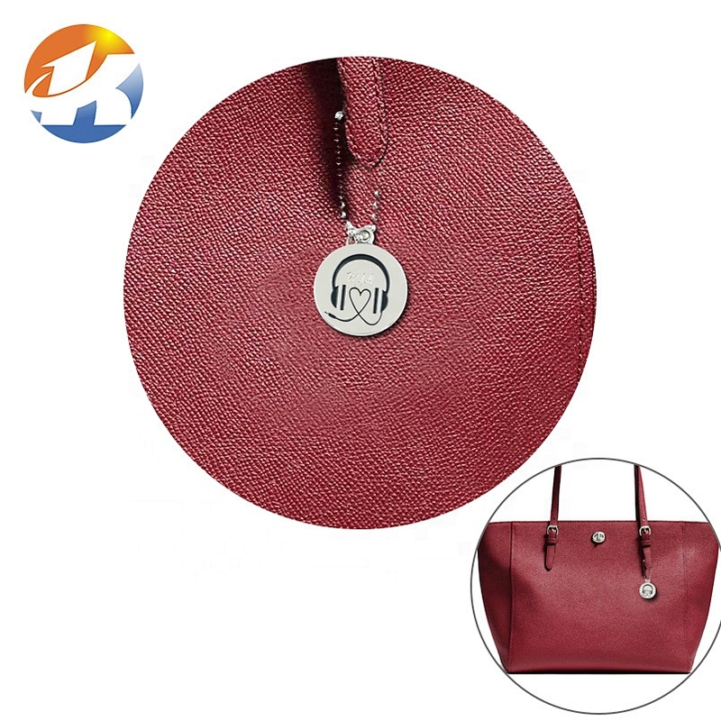 Custom Engraved Logo Metal Nameplate Tag, Handbag Hardware Round Hang Metal Logo Tag with Ball Chain