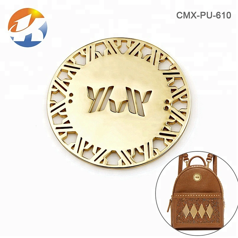 Custom Circle Hollow Logo Sewing Metal Clothing Logo