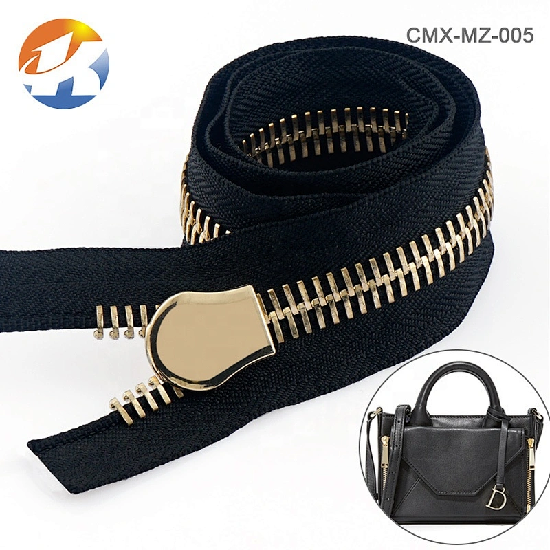 High End Handbags Hardware Custom Metal Gold Zipper