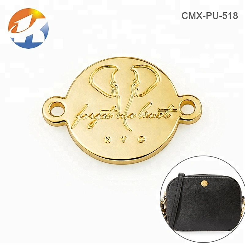 Round With 2 Holes Sewing Custom Engraved Metal Logo