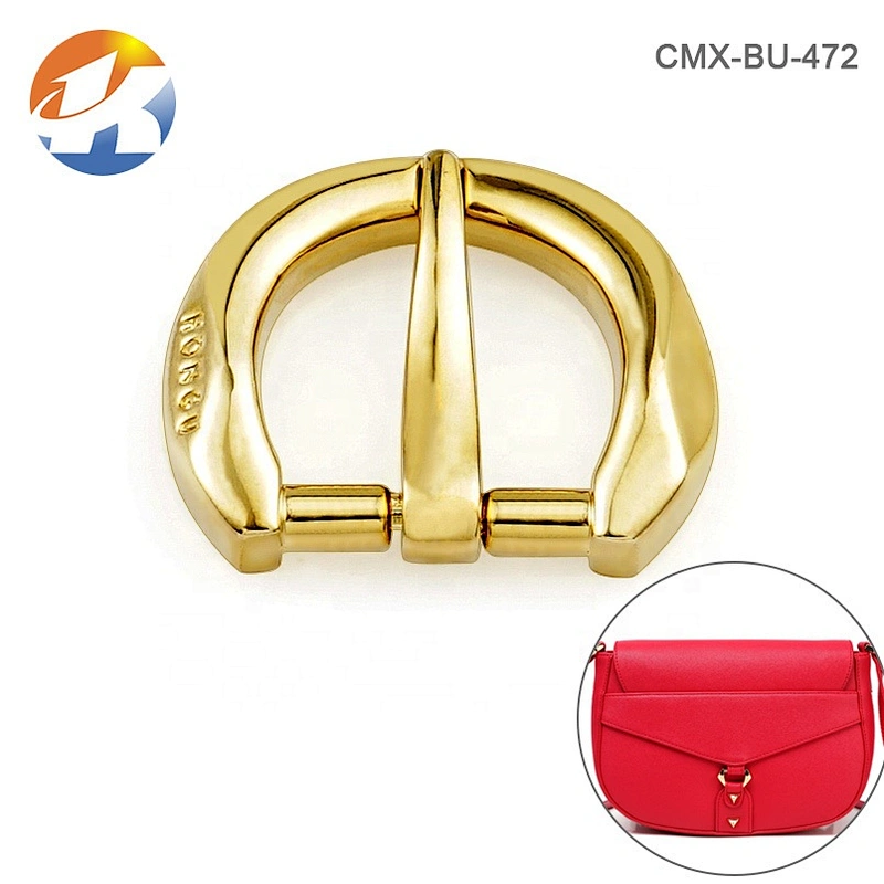 High Quality Handbag Hardware Make Custom Metal Pin Buckle,  Design Gold Plated Metal Pin Buckle with Logo for Bags