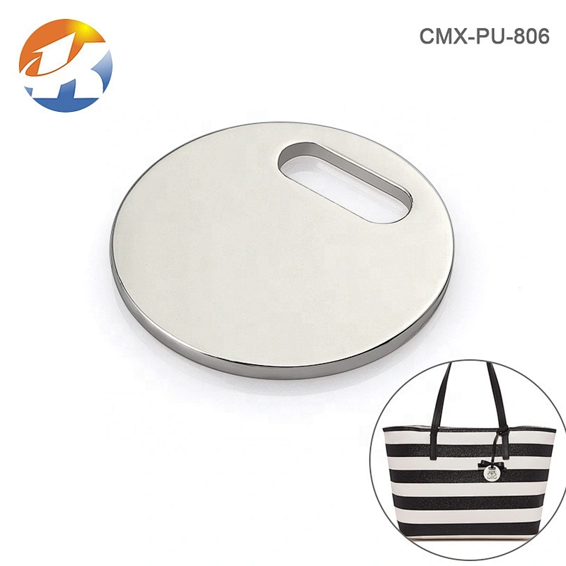 Custom Round with Engraved Logo Metal Hang Tag, Zinc Alloy Hanging Metal Logo For Handbags
