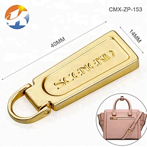 Custom Engraved Logo Black Metal Zip Puller for Bags, Zinc Alloy Metal Zipper Pull for Backpack