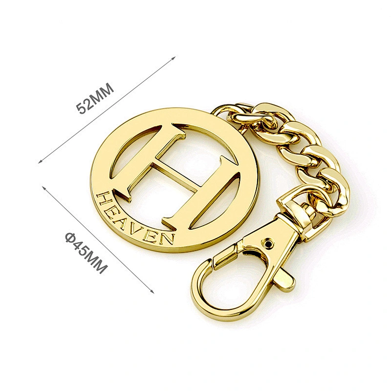 Round Hollow Logo With Hook And Chain Gold Custom Metal Logo