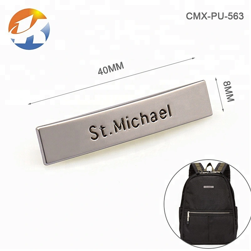 Rectangle With Arc Alloy Custom Metal Logo For Bags