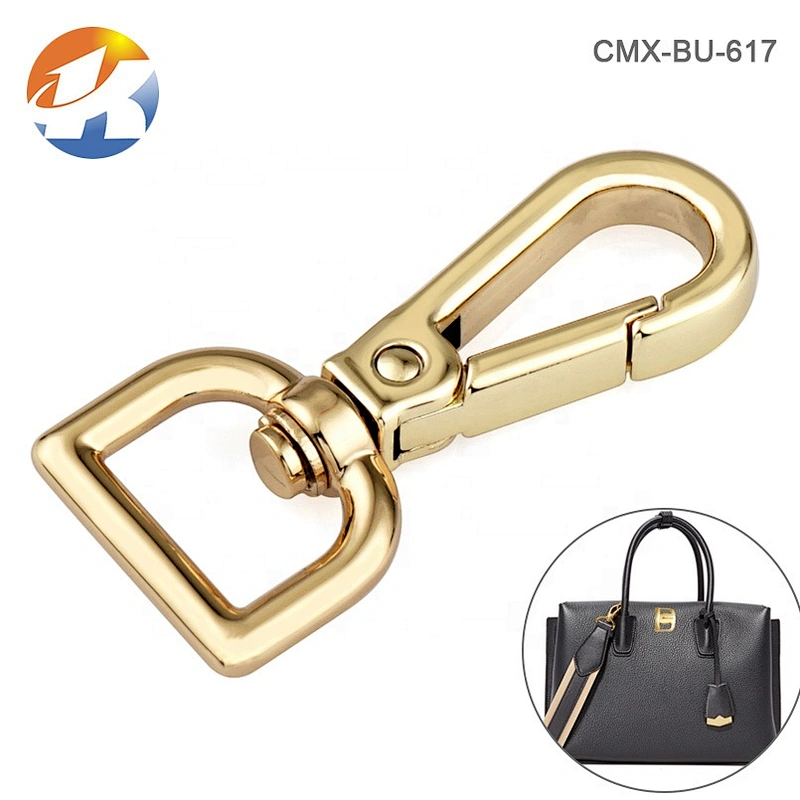 Handbags Hardware Alloy Metal D Ring Snap Hook, Professional Factory Custom Metal Spring Lobster Claw Snap Hook Gold for Bags