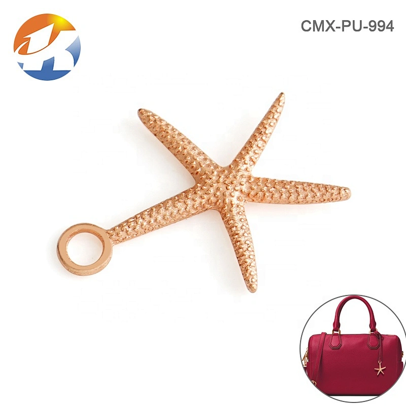 High Quality Custom Made Starfish Metal Logo Charms, 3D Brand Metal Bag Logo Tag for Clothes and Handbags