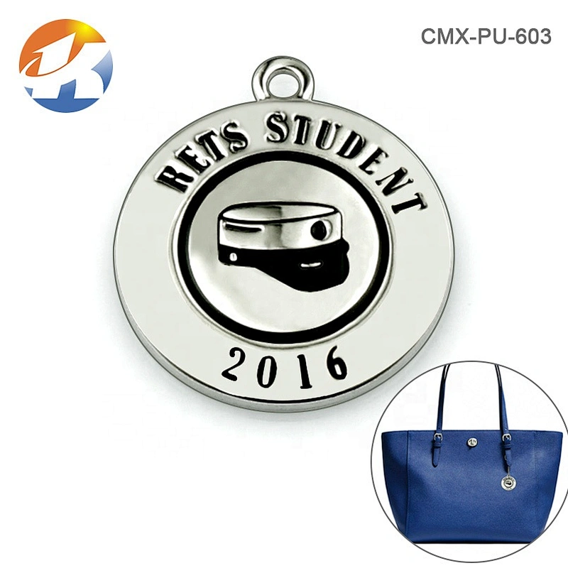 Round Shape Engraved Logo Metal Tag, Custom Made Hang Metal Logo Tag for Bags