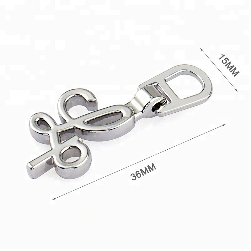 Wholesale Bag Accessories Nickel Letters Metal Zipper Puller, Custom Fashion Metal Zipper Pull for Garment*