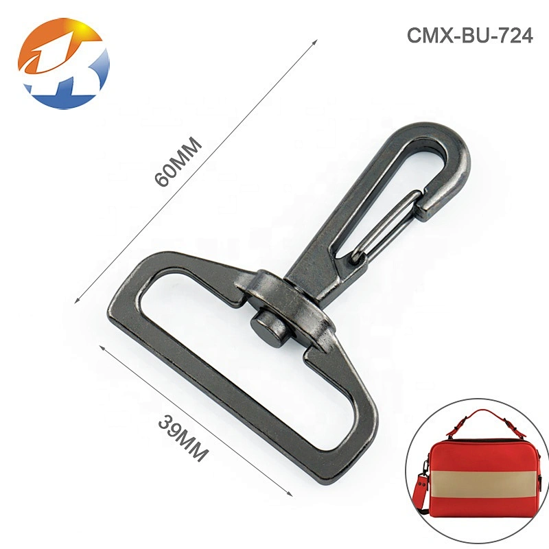 Wholesale Bag Accessories 1.5 Inch Alloy Metal Swivel Spring Clip Buckle, Black Nickel Metal Snap Dog Hook