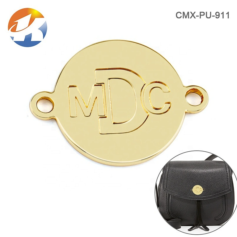 OEM ODM Garment Accessories Round with Holes Sewing Metal Name Tag, Custom Metal Logo Label for Clothing^