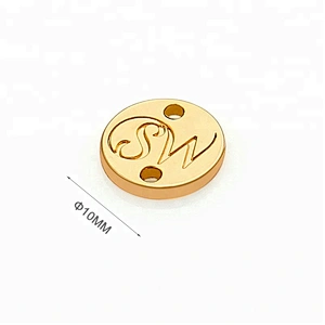 Circle Shape Small Metal Tag Logo, Sewing Metal Clothing Logo Plate, Golden Logo Brand Metal Tag Label for Clothing Swimwear