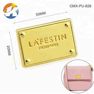 Zinc Alloy Engraved Gold Metal Logo For Handbags