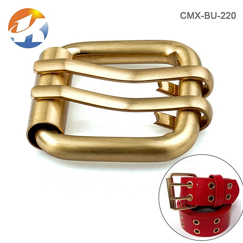 Fashion Style Custom Double Pin Brushed Gold Adjustable Metal Belt Buckle, Iron Pin Collar Metal Buckle for Belts
