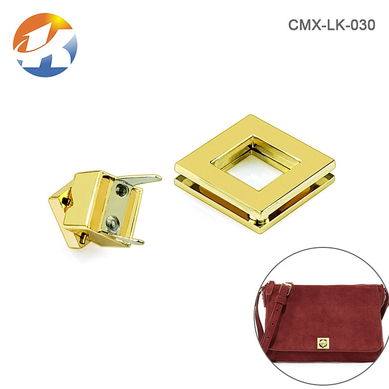 Nice Design Square Gold Metal Handbag Turn Lock