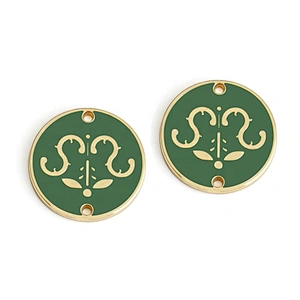 Design Round Shape Metal Cloth Tag with 2 Holes, Custom Sewing Metal Logo Label  for Garment