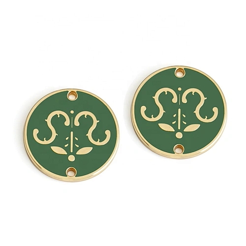 Design Round Shape Metal Cloth Tag with 2 Holes, Custom Sewing Metal Logo Label  for Garment