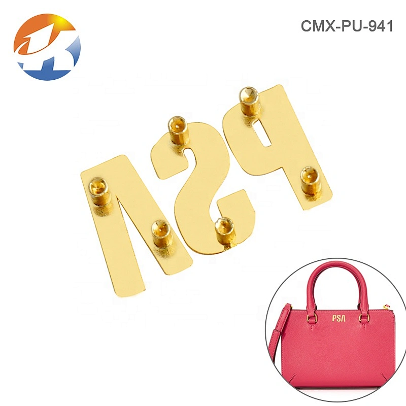Handbag Accessories Small Metal Letters Logo for Purse, Letters Gold Metal Label for Handbags