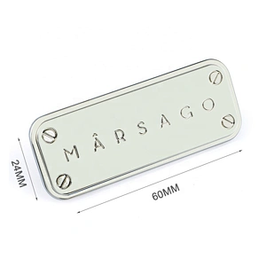 China Manufacture High Quality Custom Metal Logo Plate for Handbags, Designer Engraved Logo Metal Label for Bags^