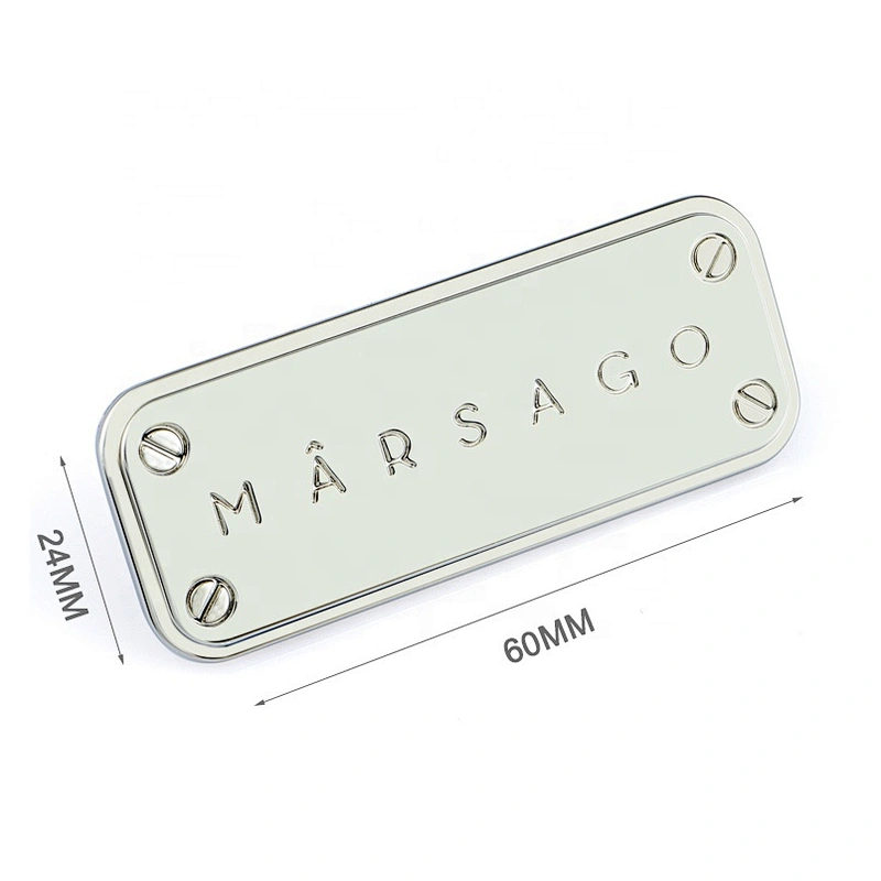 China Manufacture High Quality Custom Metal Logo Plate for Handbags, Designer Engraved Logo Metal Label for Bags^