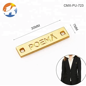 Wholesale Rectangle with 4 Holes Sewing Blank Metal Tag, Custom Gold Plated Metal Clothing Label