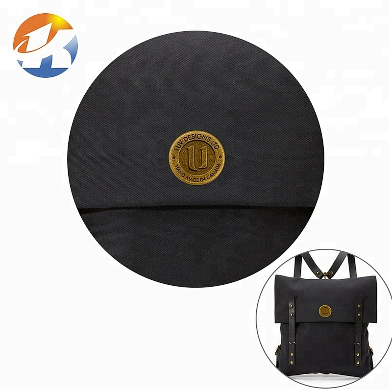 Antique Brass Round Metal Logo Tag for Bag, Custom Embossed and Engraved Logo Metal Label for Backpack