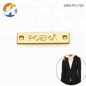 Bikini Swimwear Accessories Sewing Metal Logo Labels Gold Plated, Custom Label Metal Plates for Clothing Rectangle with 2 Holes