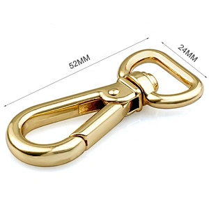 High End Handbag Hardware Metal Swivel Snap Hook, Light Gold Plated Metal Spring Snap Hook