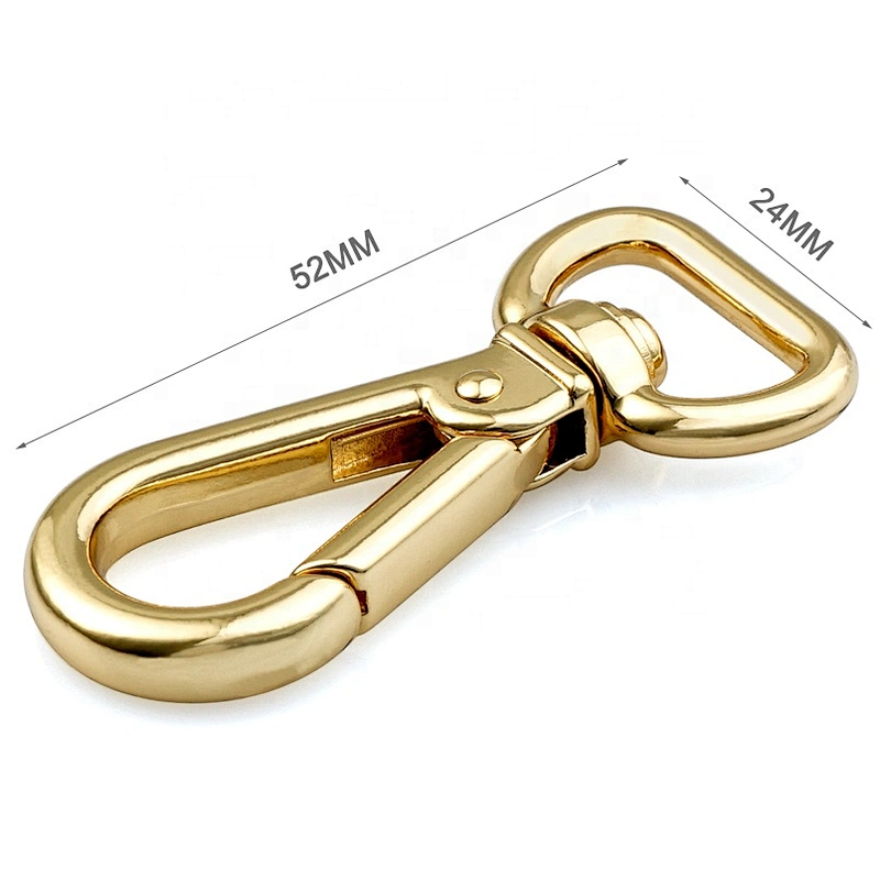 High End Handbag Hardware Metal Swivel Snap Hook, Light Gold Plated Metal Spring Snap Hook
