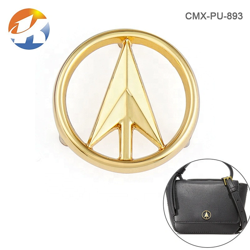 Gold Round Metal Logo for Wallet, Custom Small Metal Purse Tag
