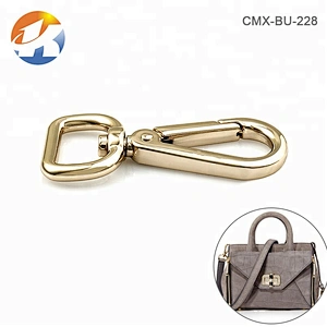 Eco-Friendly Light Gold Plated D Ring Tail Handbag Rotating Metal Snap Hook for Bag, Wholesale Alloy Metal Spring Snap Hook